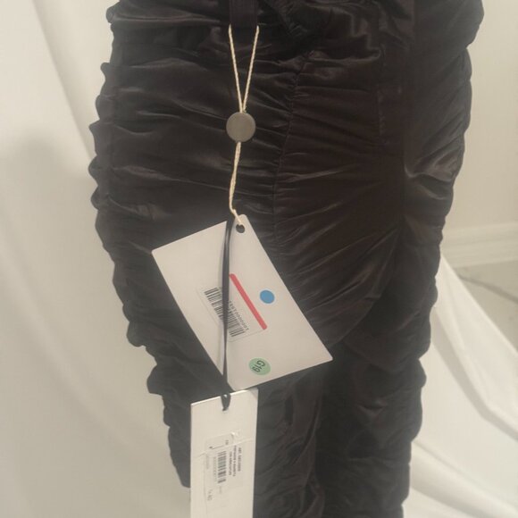 Gaelle Ruched Gathered Satin Black Pants - Picture 7 of 13